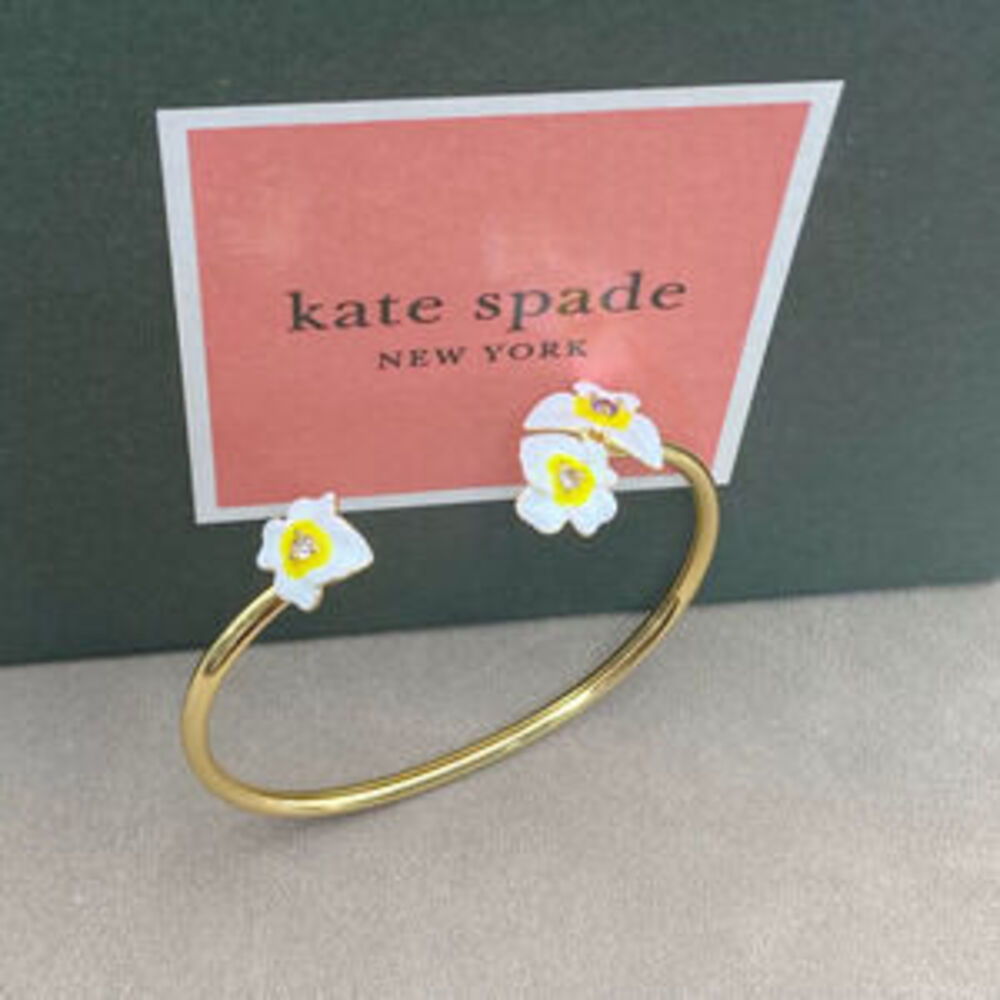 kate spade Enamel Flower Metal Open Bangle